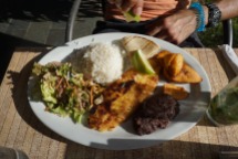 A casado is a Costa Rican meal using rice, black beans, plantains, salad, and a tortilla